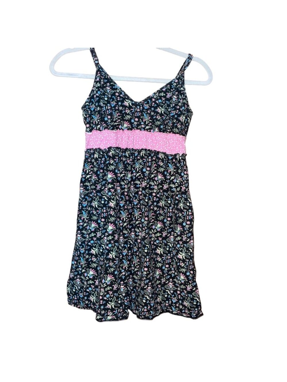 Apostrophe Floral Print Sleeveless Dress With Pink Waistband S